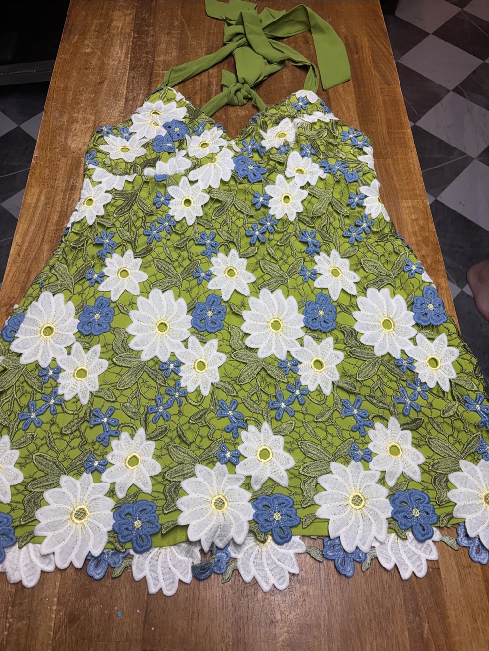 SHEIN Curve Floral Mini Dress Green Blue 1XL Like New